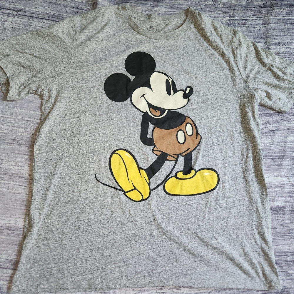 Disney Mickey‎ Mouse Gray T-Shirt Men's XL Graphic Print Short Sleeve